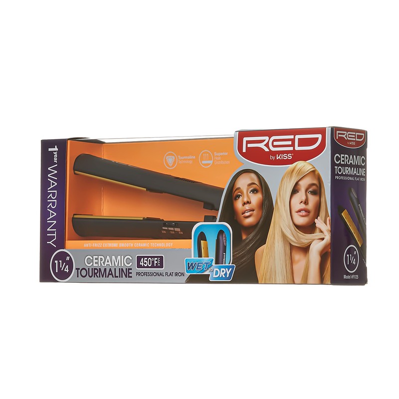 Red by Kiss Titanium Styler Flat Iron (Ceramic, 1 1/4"