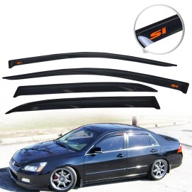 Unbranded Fits 03-07 Honda Accord 4DR Sedan 7TH Window Visor Rain Shade w/ Orange SI