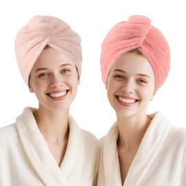 AGKXHDEC AGKXHDEC 2 Packs Microfiber Towel, Hair Turbans for Wet Hair, Drying Hair Wrap for Women(Pink,Light Pink)
