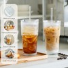 KEMORELA 6-Pack Ribbed Glass Tumblers with Lids & Straws –