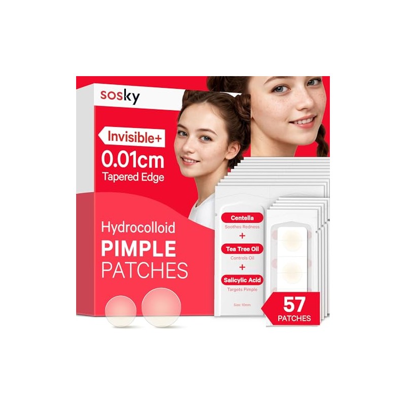 Sosky Pimple Patches for Face, 57 Count