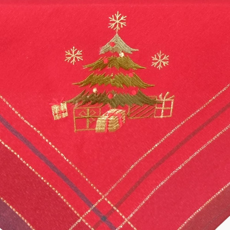 texpot Tablecloth 85 x 85 cm with Embroidery Tree Red/Colourful