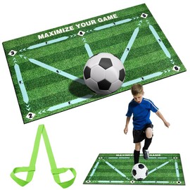 Football Mat, 60 x 90 cm Football Step Training Mat, Training Mat, Non-Slip Shock Absorption, Football Training Ball Control, with Adjustable Waist Belt, Children and Adults