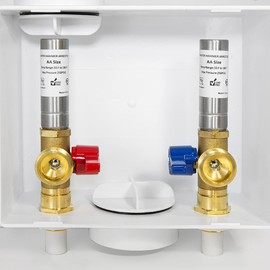 EFIELD Washing Machine Outlet Box with Center Drain, 1/2 inch CPVC x 3/4 inch MHT (1/2-Inch CPVC Connection), White, with Stainless Steel Arrestor