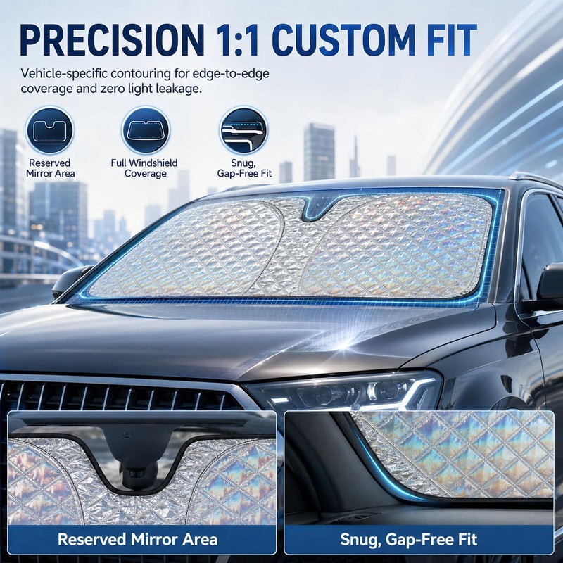 auvstar Parasol para Coche ZYD Plegable 145x83cm Plateado