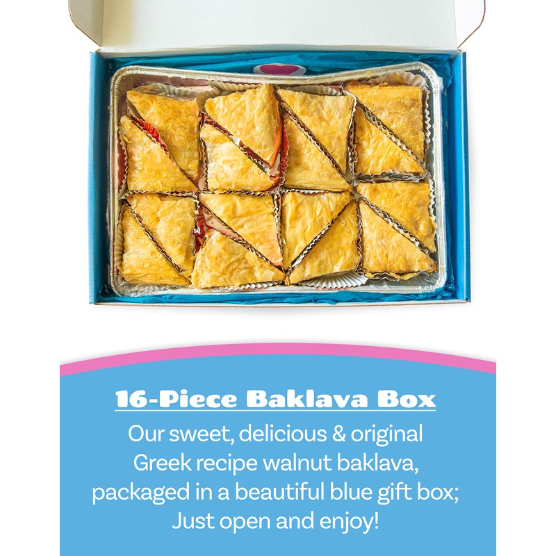 Bakluva 16-Piece Baklava Pastry Dessert Gift Box - (16) Large