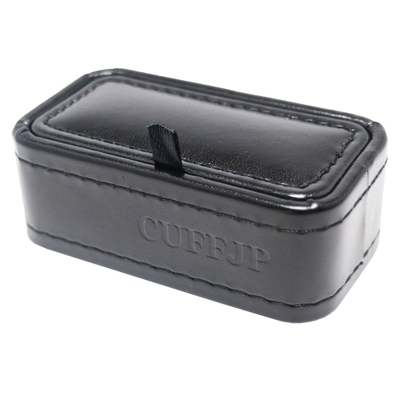 ラウンド オニキス カフス カフスボタン カフリンクス (ケース入り) ブラック