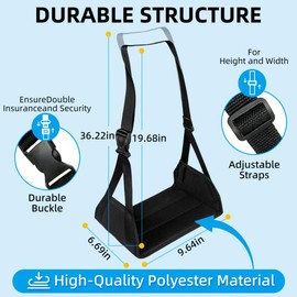 1 Pack No-Collapse Airplane Foot Hammock–Adjustable Foot Hammock for Plane Travel with Thick Bamboo Base, Lightweight Travel Footrest for Office, Flights(Navy)