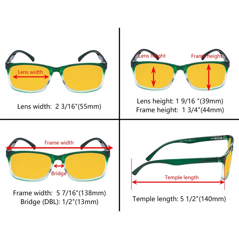 Eyekepper 5 Pack Blue Light Blocking Reading Glasses Square Computer