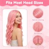 24 In Long Light Pink Wavy Wig for Women