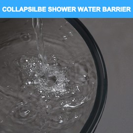 Duzzy 98 Inch Collapsible Shower Threshold Water Dam, Silicone Shower Water Stopper Barrier, Ideal for Wheelchair Accessible, Suitable for Accessibility ADA Handicap Showers Bathroom(8.2 Ft, Black)