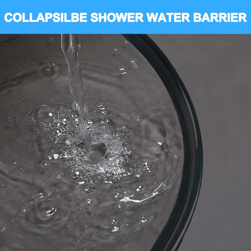 Duzzy 98 Inch Collapsible Shower Threshold Water Dam, Silicone Shower