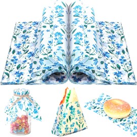 150Pcs Blue Forget-Me-Not Flower Wax Deli Paper, 9.8 x 8.3inch Watercolor Blue Hydrangea Flower Proof Sandwich Wrap Deli Paper for Home Kitchen Food Wrap