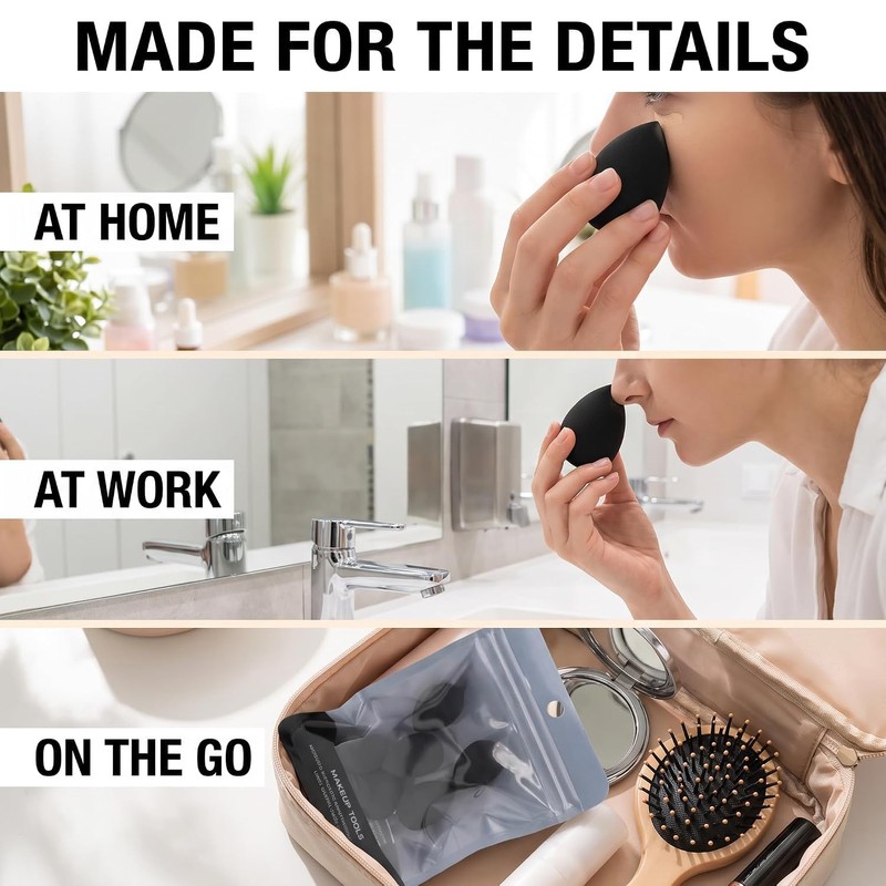 12 PCS Mini Makeup Sponge, Black Small Beauty Sponge Blender