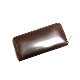 Cordovan Wallet, Tochigi Leather, Shinki Leather, Horsehide, Round Zip, Long Wallet, Long Wallet, Horse Leather, Genuine Leather, Made in Japan, dark brown