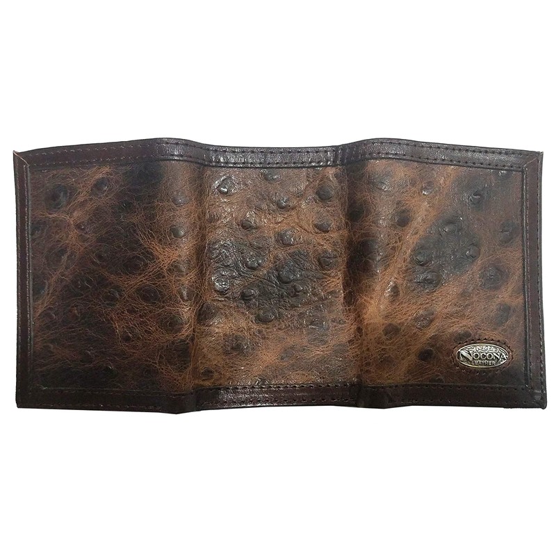Custom Gold Cross Nocona Ostrich Print trifold wallet