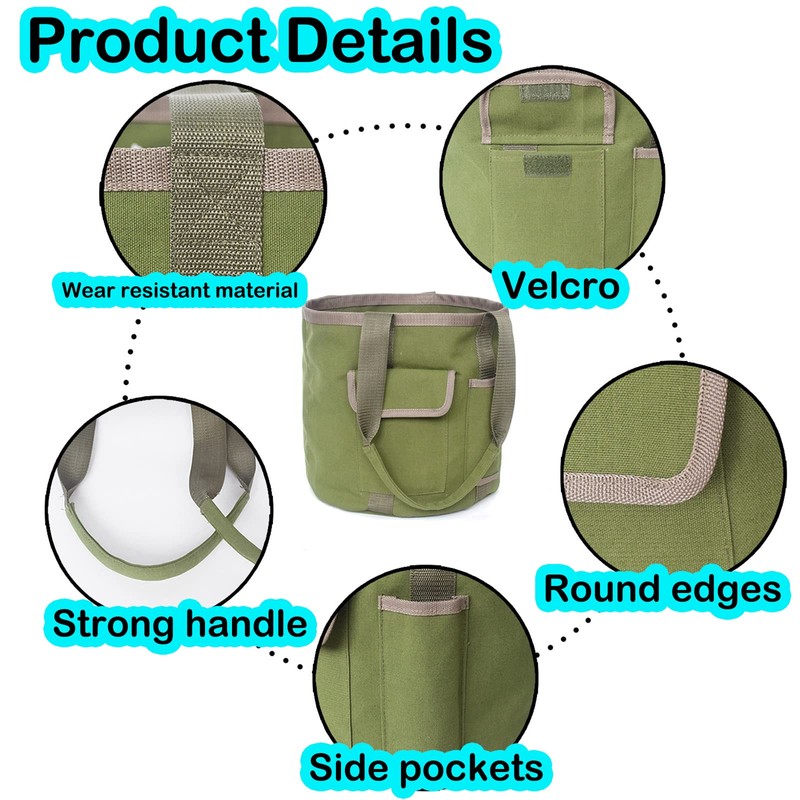 Jaugufiy Multifunction Garden Tools Bucket Bag with Pockets Bucket Tool