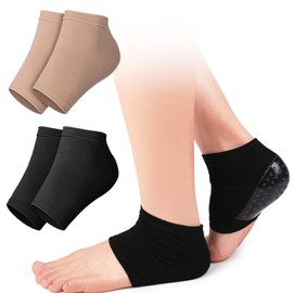 2 Pairs Moisturizing Heel Socks, Gel Padded Heel Socks for Dry, Cracked Heels, Pressure-Reducing & Shock-Absorbing Gel Heel Protectors for Sports Long Time Standing Walking
