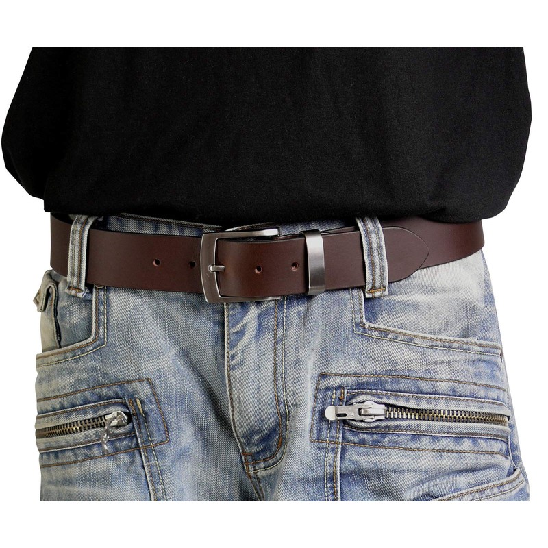 Harrys-Collection Men's Jeans Belt with Elegant Metal Loop, brown