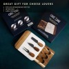 Cheezcare White Marble Cheese Board - Acacia Wood - 3-Knife