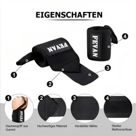 FEVAN Pack of 2 Adjustable Fitness Wristbands - Wrist Tendinitis Bracelet - Unisex Crossfit Bracelets - Carpal Tunnel Bracelet - Bracelet (Black) (Black)