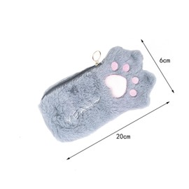 XIANFANG Cat Paw Plush Cosmetic Bag, Cute Pink and Gray Kawaii Design - Ideal for Makeup and Accessories