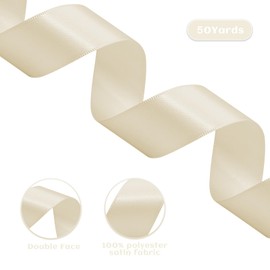 Rilisili Cream Satin Ribbon 1 Inch 50 Yards Double Faced Polyester Satin Ribbons for Gift Wrapping DIY Crafts Weddings Invitations Flower Bouquet Bow Making Home Decor Sewing