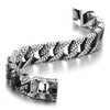 COOLSTEELANDBEYOND Skull Charm Bracelet with Snake Skin Pattern Stainless Steel