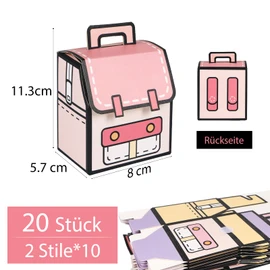 BETESSIN Party Favours First Day of School Girls Pink – Pack of 20 Gift Boxes with School Bag Design – Small Paper Boxes for First Day of School, Gift Wrapping and Much More (8 x 5.5 x 9 cm)