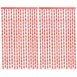 Bachelorette Party Decoration,2 Pack Red Fringe foil Curtains 3.3 x 6.6 ft