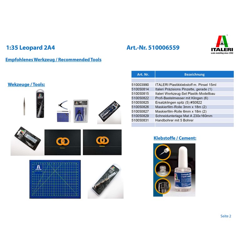 Italeri 510006559" 1:35 Leopard 2A4 Vehicle