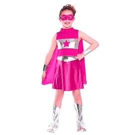 Wicked Costumes Girls Pink Super Hero Fancy Dress Costume - Medium (5-7 Years)