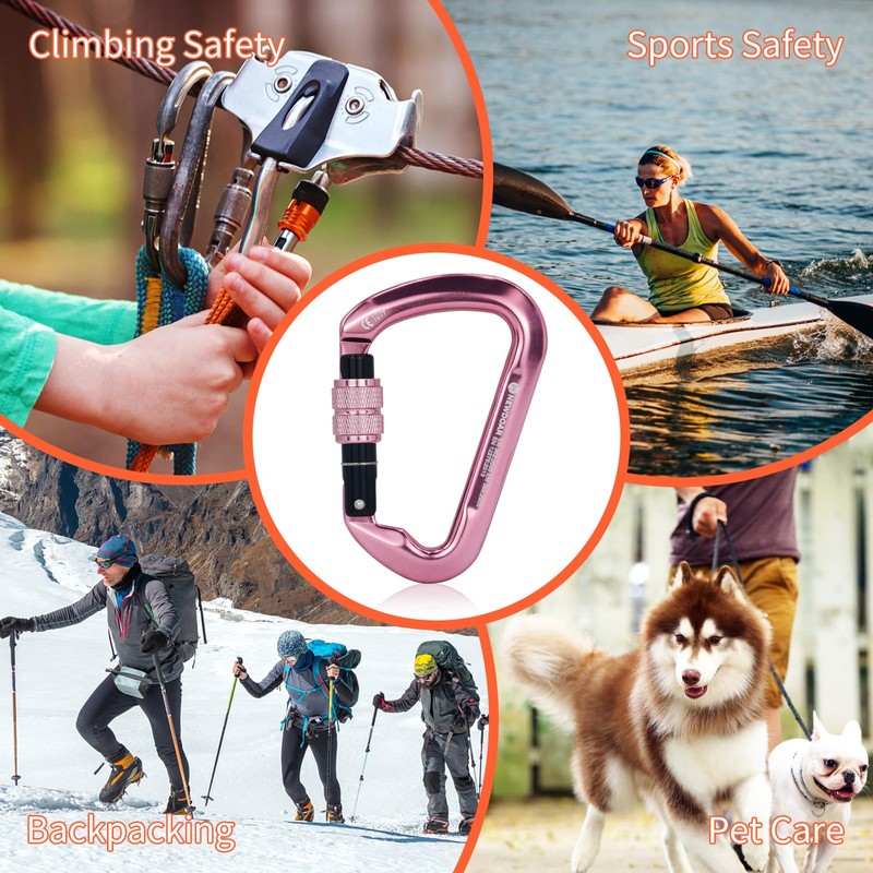 NewDoar 30KN CE Certified Climbing Carabiner Professional Heavy Duty D