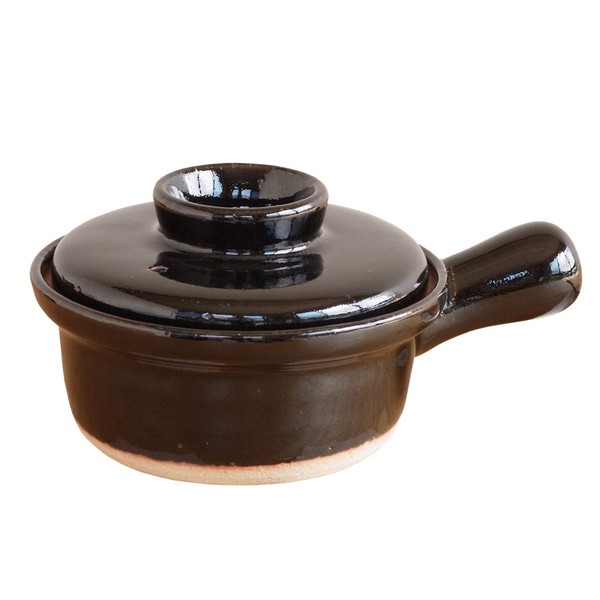 TOJIKI TONYA 21551 Iga Soda Heat Resistant One-Handed Porridge Pot with Lid, 5.9 inches (15 cm), Black