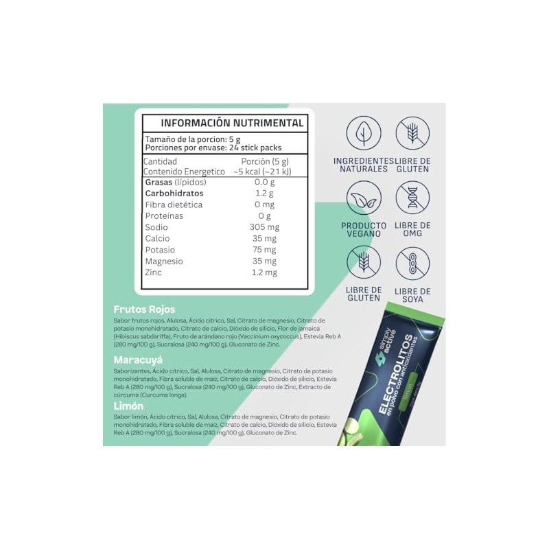 Electrolitos Polvo Limón Sticks Azúcares Añadidos Suero Oral Magnesio Potasio