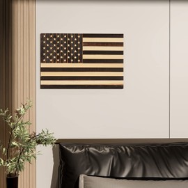 CONSDAN Wooden American Flag Wall Decor, Handcrafted Wall Art, USA Grown Hardwood, Rustic Wood Wall Flags, American Flag Wall Art, American Flag Decor | Regular Color, 24"x16"