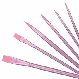 6 Piece Brush Set, High-Quality Brushes with Wooden Handles, Nylon Acrylic Paints Brush, Oil Paints, Painting Brush Set for Artists, Children and Adults