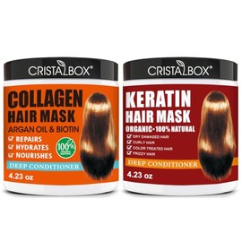 Paquete de 2 mascarillas de colágeno y queratina para el cabello, tratamiento de queratina, tratamiento de queratina, tratamiento de