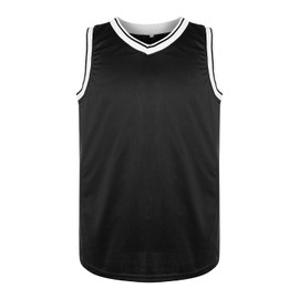 MESOSPERO Blank Basketball Jersey 90S Hip Hop Clothing for Party,Mens Plain Mesh Athletic Practice Sports Shirts S-3XL (3X-Large, Blank-Black)