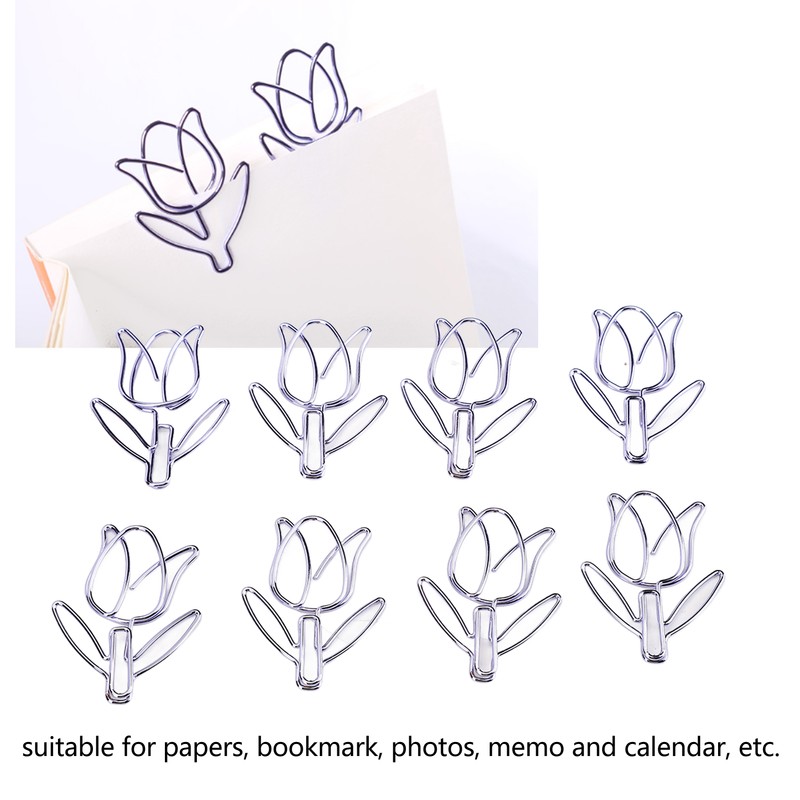 50Pcs Tulip Paper Clips Cute Purple Tulip Design Durable Metal