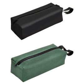2 Pieces Small Tool Bag, Tool Bag, Small Tool Bag, 30 x 10 x 10 cm, with Hanging Strap and Zip for Easy Carrying of Various Tools (Black and Green), Black + Green