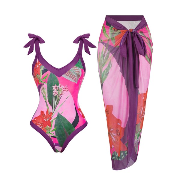 Womens One Piece Swimsuit with Cover Up Slimming 1 Piece