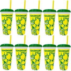 10 Made in America 16-32oz Reusable Lemonade Souvenir Cups with Straw and Lid - Drinkware - Size: 16oz