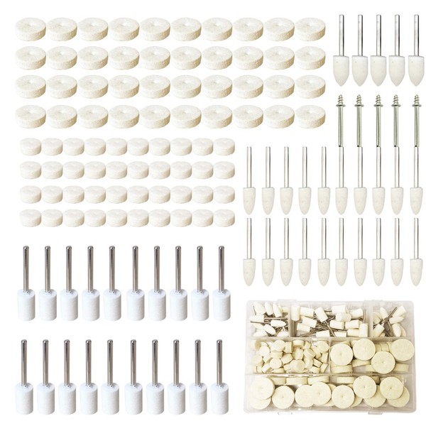 Woohome 150 PCS Felt Polishing Buffing Wheels with Shaft 5