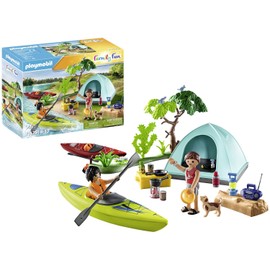 PLAYMOBIL Family Fun 71425 Camping, Exciting Nature Adventure at the Campsite with Canoeing and Campfire, Outdoor Holiday Together, Toy for Children from 4 Years