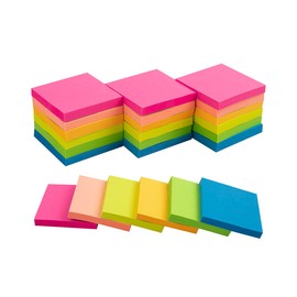 (24 Pack) Sticky Notes 2x2 in（50X50mm）,6 Colors Post Self Stick Notes Pad, Bright Stickies Colorful Sticky Notes for Office, Home, School, Meeting, 64 Sheets/pad，1536 Sheets
