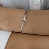 Silverly Women's 925 Sterling Silver Thin Crucifix Cross Stackable Bangle