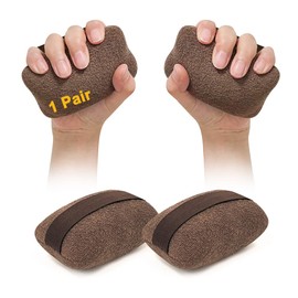 Palm Grip Protector for Hand Contracture Cushion Palm Splint Finger Contracture Cushion Palm Guard Cushion Grip with Elastic Band for Bedridden (Brown, 1 Pair)