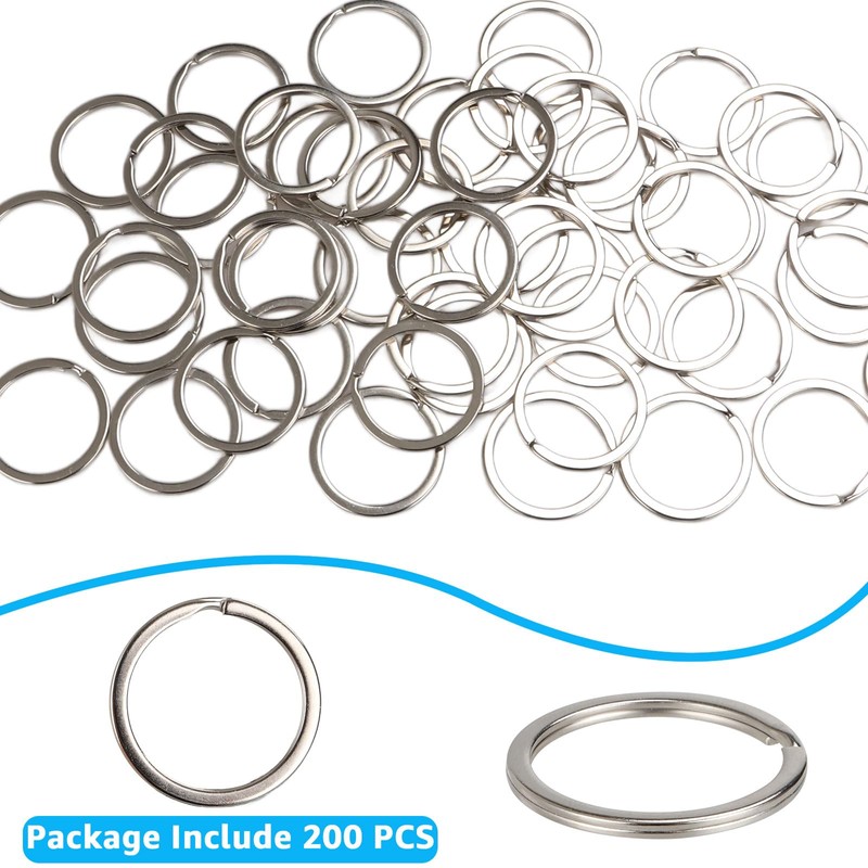 VIDETOL 200 Pcs Key Rings, 30mm Key Ring Hoop, Metal