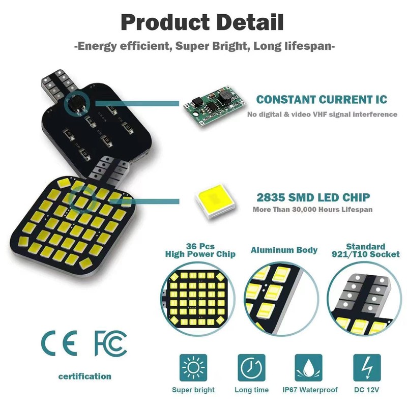 20PCS T10 921 922 912 194 RV Interior LED Light